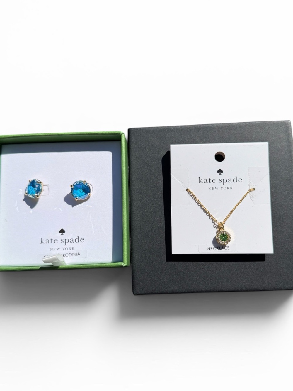 kate spade blue crystal stud earrings or Green necklace - Pick One!